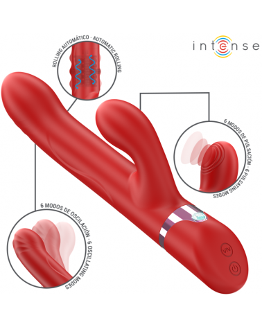 INTENSE - LELE VIBRATORE MULTIFUNZIONE ROTANTE E OSCILLANTE E STIMOLANTE ROSSO