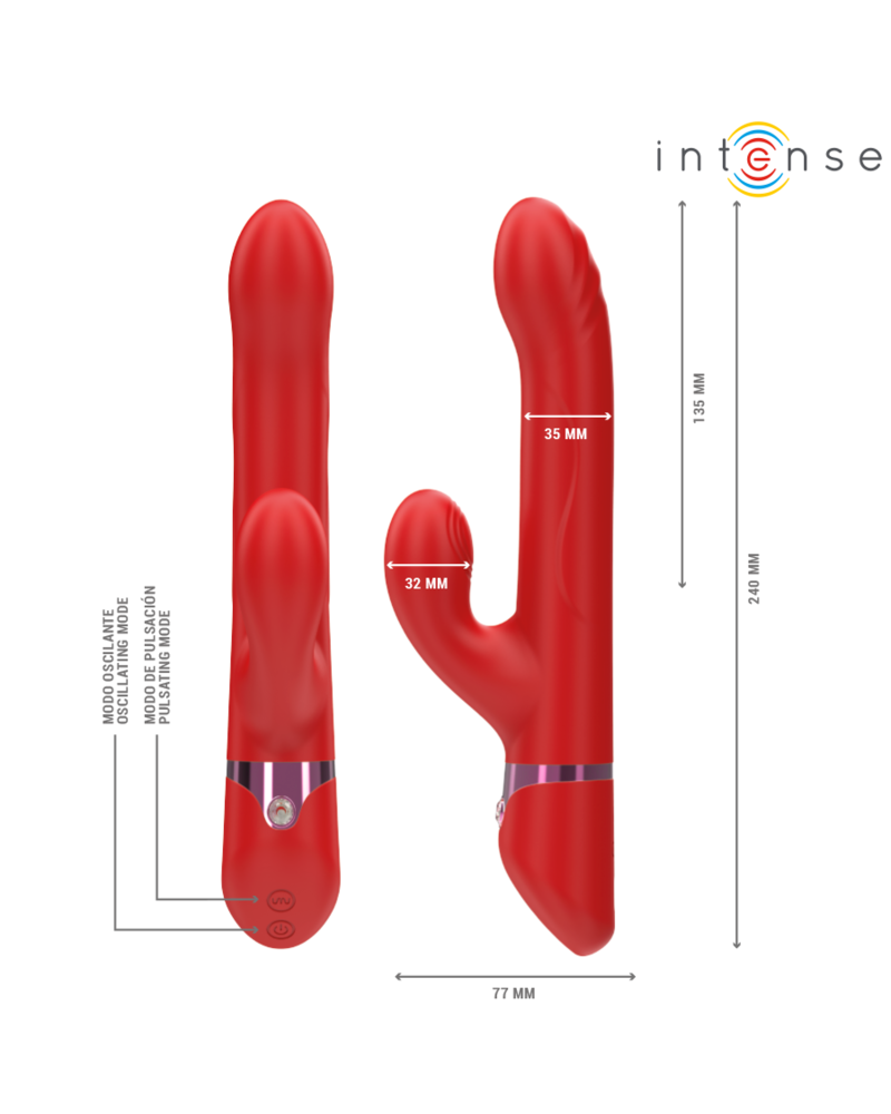 INTENSE - LELE VIBRATORE MULTIFUNZIONE ROTANTE E OSCILLANTE E STIMOLANTE ROSSO