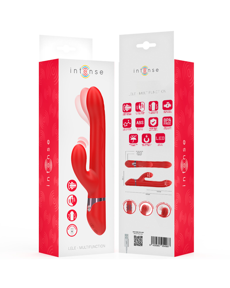 INTENSE - LELE VIBRATORE MULTIFUNZIONE ROTANTE E OSCILLANTE E STIMOLANTE ROSSO