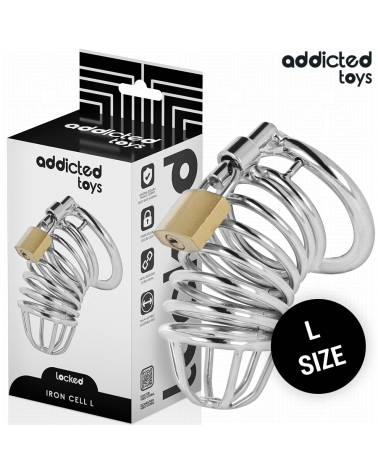 ADDICTED TOYS LOCKED - GABBIA PER PENE IN METALLO CON CELLULE DI FERRO 5 CM TAGLIA L