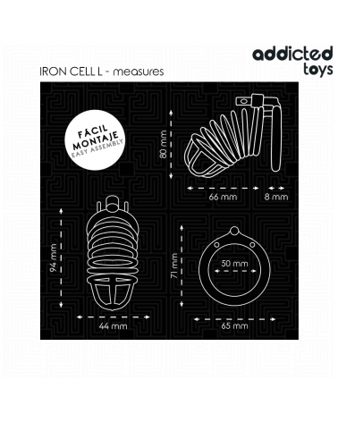 ADDICTED TOYS LOCKED - GABBIA PER PENE IN METALLO CON CELLULE DI FERRO 5 CM TAGLIA L