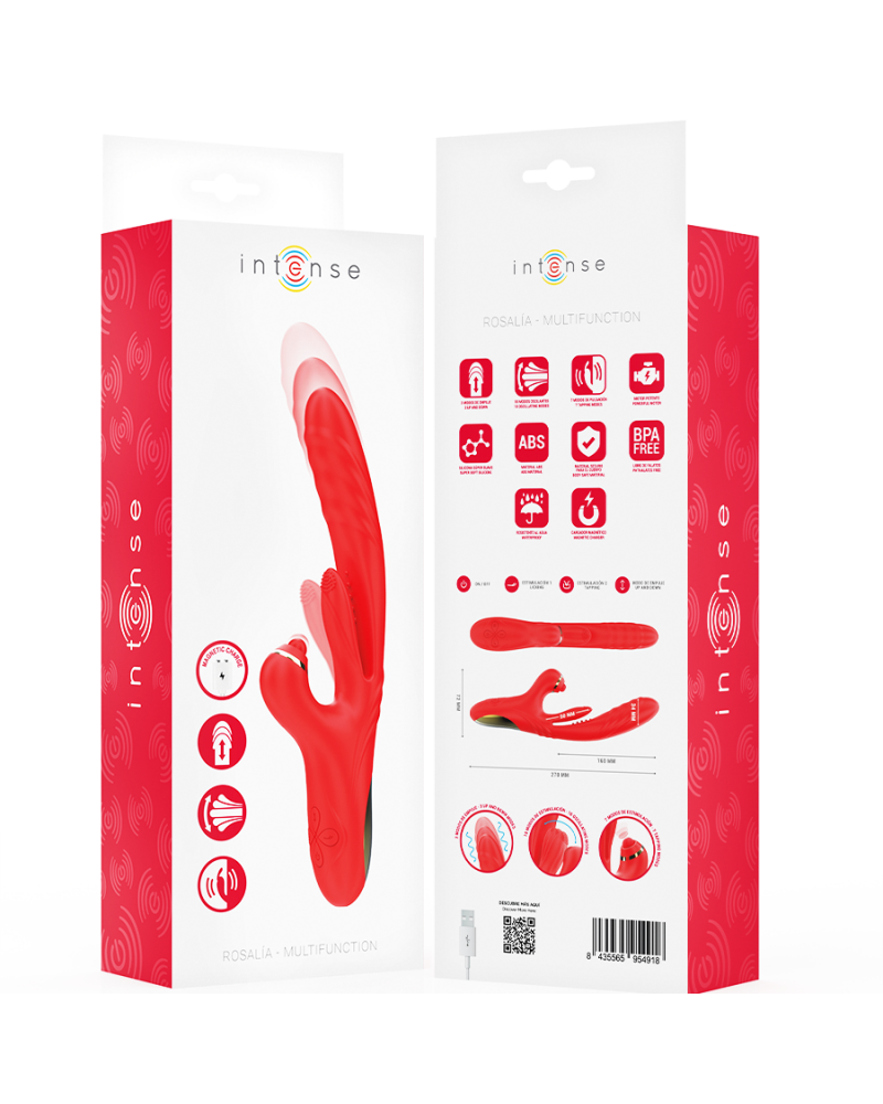 INTENSE - VIBRATORE MULTIFUNZIONE ROSALIA 3 IN 1 ROSSO