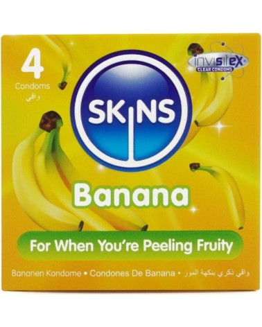 SKINS - PRESERVATIVI BANANA PREMIUM CONFEZIONE DA 4