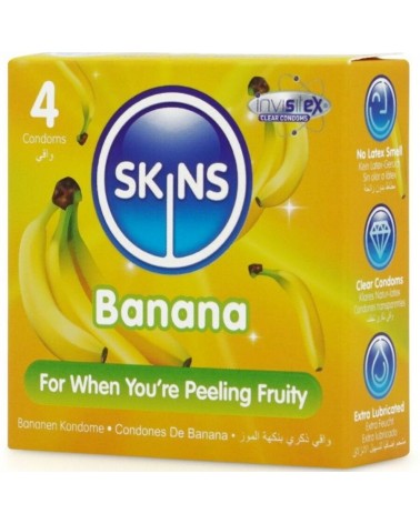 SKINS - PRESERVATIVI BANANA PREMIUM CONFEZIONE DA 4