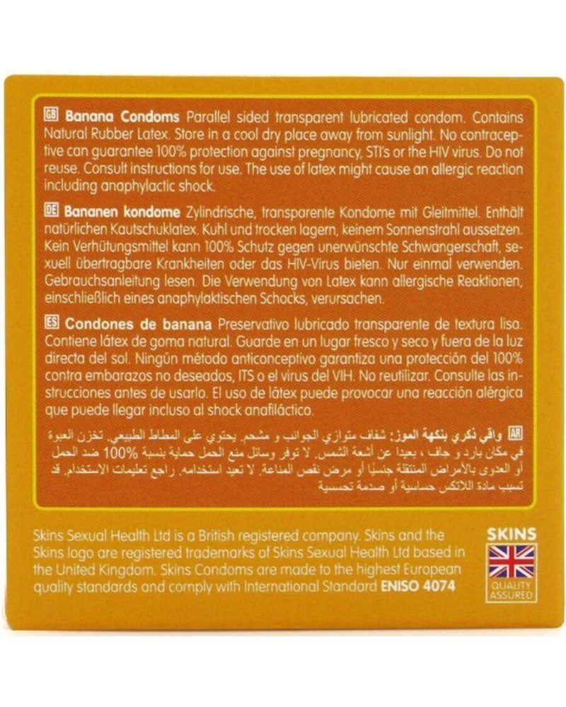SKINS - PRESERVATIVI BANANA PREMIUM CONFEZIONE DA 4