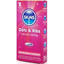 SKINS - DOTS  RIBS PREMIUM CONDOMS CONFEZIONE DA 8 2