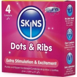 SKINS - DOTS  RIBS PREMIUM CONDOMS CONFEZIONE DA 4 2