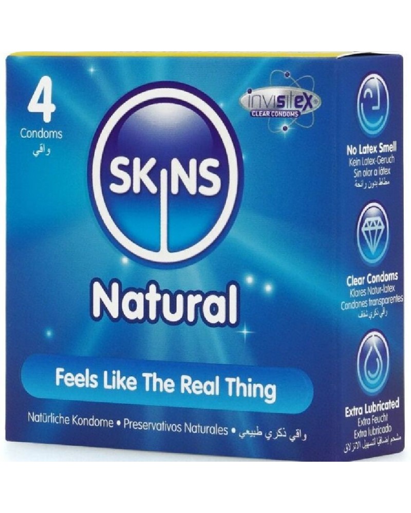 SKINS - PRESERVATIVI NATURALI PREMIUM CONFEZIONE DA 4