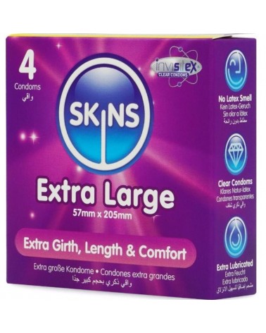 SKINS - PRESERVATIVI EXTRA LARGE PREMIUM CONFEZIONE DA 4