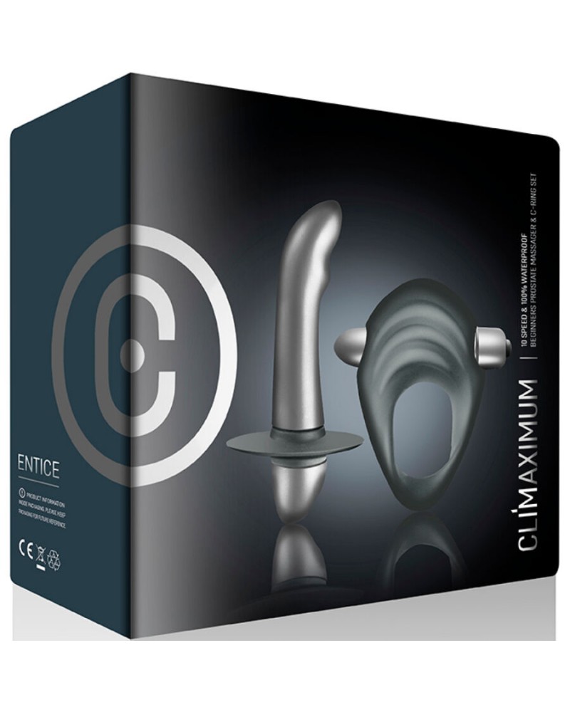 CLIMAXIMUM - ENTICE KIT ANELLO PER IL PENE + VIBRATORE PER LA PROSTATA PER PRINCIPIANTI