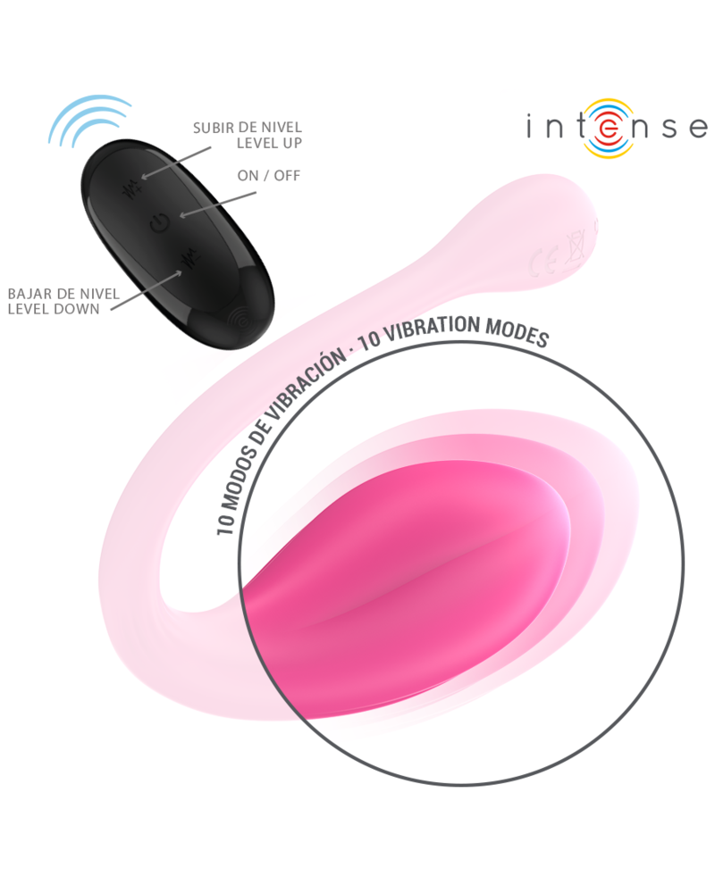 INTENSE - JANICE U VIBRATORE DOPPIA STIMOLAZIONE 10 VIBRAZIONI ROSA TELECOMANDO