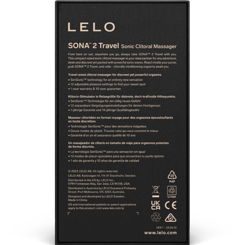 LELO - SONA 2 MASSAGGIATORE SONIC PER CLITORIDE DA VIAGGIO ROSA