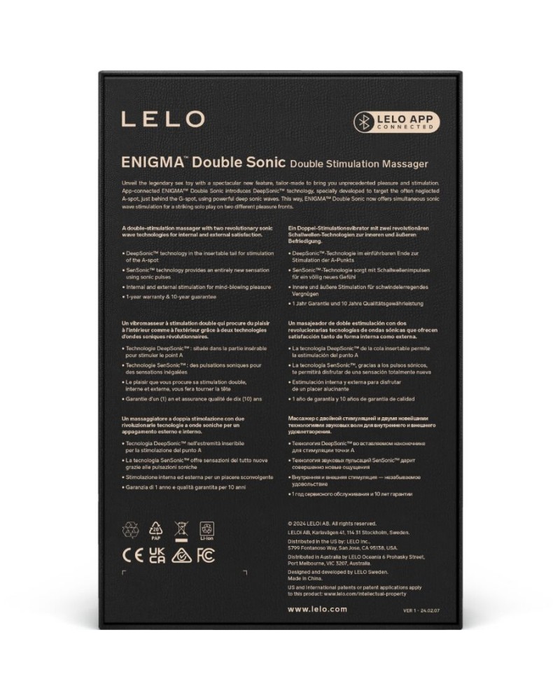 LELO - ENIGMA DOUBLE SONIC VIBRATOR POINT G NERO