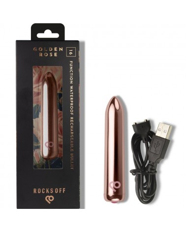 ROCKS-OFF - PROIETTILE VIBRANTE RICARICABILE ROSA DORATA