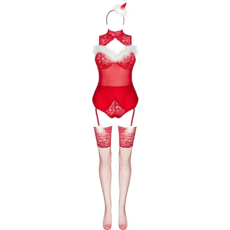 LIVCO CORSETTI FASHION - LIMPID SNOWFLAKES LC 90604 BODY + CALZE + CERCHIETTO NATALIZIO S/M
