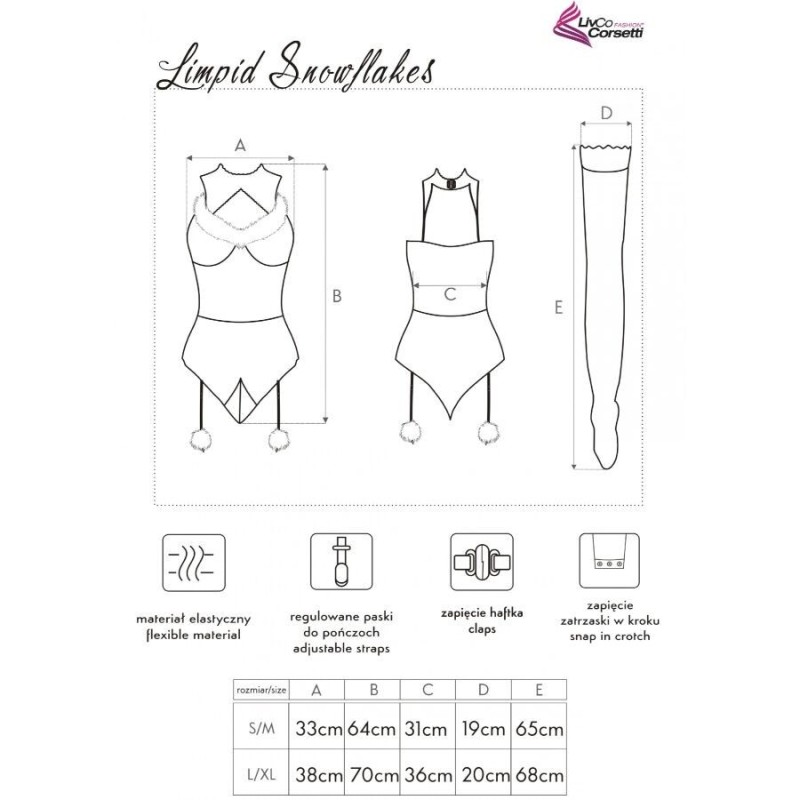 LIVCO CORSETTI FASHION - LIMPID SNOWFLAKES LC 90604 BODY + CALZE + CERCHIETTO NATALIZIO S/M