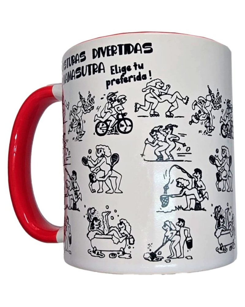 DIABLO PICANTE - TAZZA BIANCA CON MANICO ROSSO E POSIZIONI KAMASUTRA 370 ML