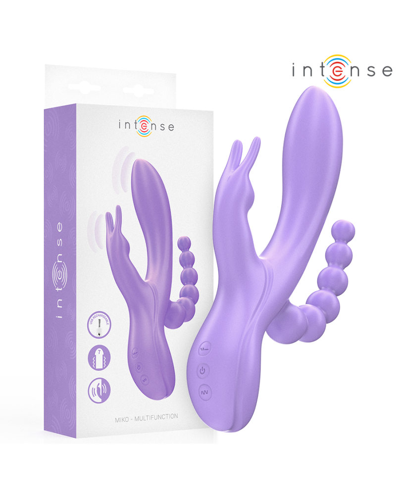 INTENSE - MIKO TRIPLO VIBRATORE CONIGLIO  STIMOLATORE  ANALE 7 VIBRAZIONI VIOLA