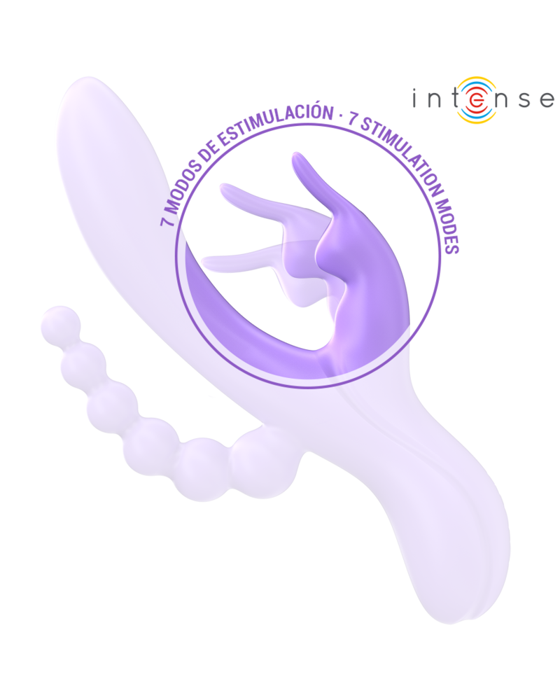 INTENSE - MIKO TRIPLO VIBRATORE CONIGLIO  STIMOLATORE  ANALE 7 VIBRAZIONI VIOLA