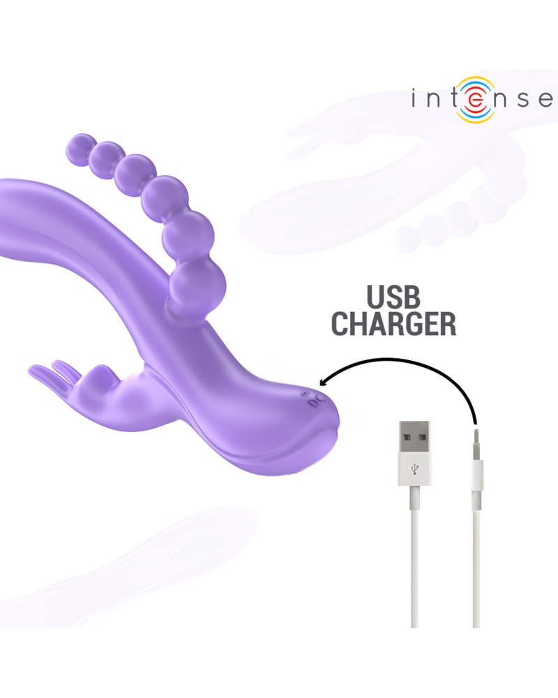 INTENSE - MIKO TRIPLO VIBRATORE CONIGLIO  STIMOLATORE  ANALE 7 VIBRAZIONI VIOLA
