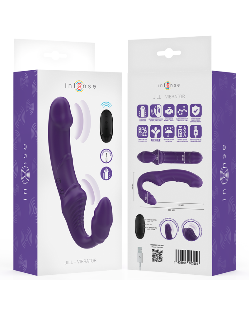 INTENSE - JILL DOPPIO VIBRATORE 20 CM VIOLA TELECOMANDO