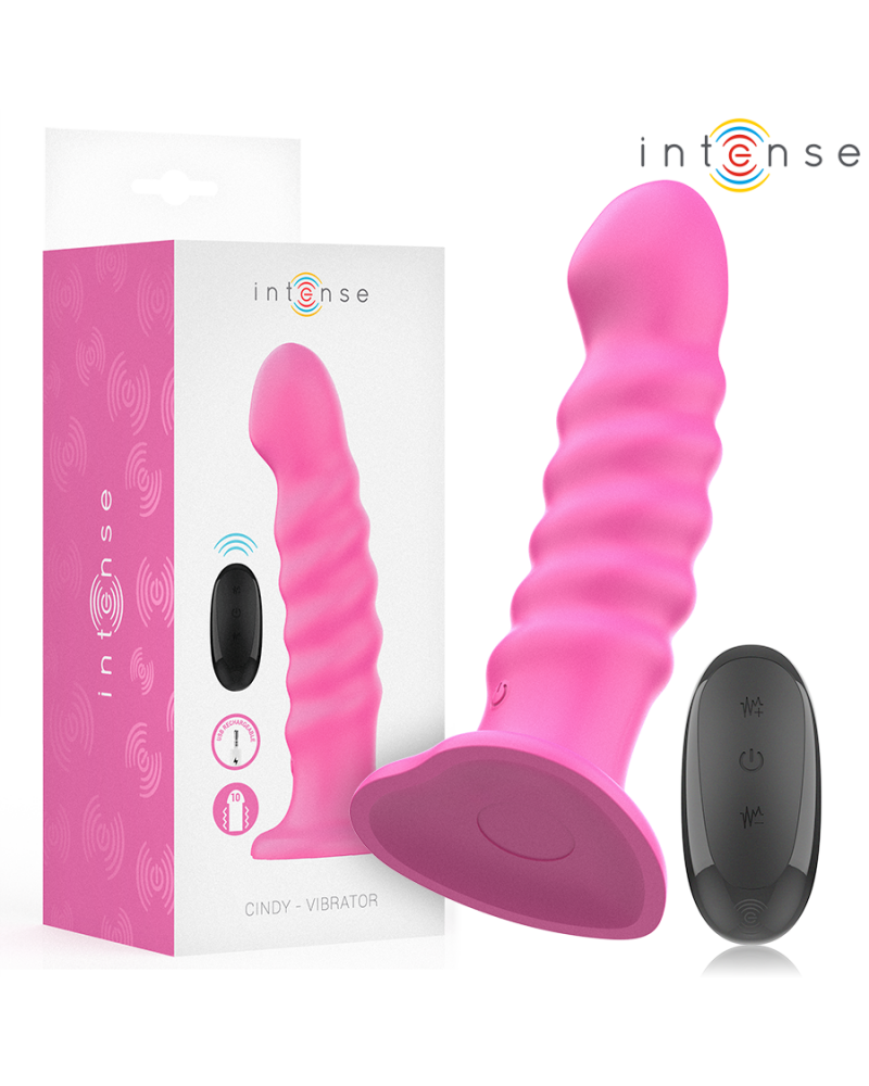 INTENSE - VIBRATORE CINDY TAGLIA L DESIGN A SPIRALE 10 VIBRAZIONI ROSA TELECOMANDO