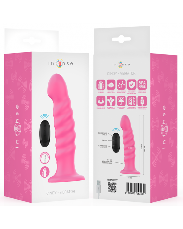 INTENSE - VIBRATORE CINDY TAGLIA L DESIGN A SPIRALE 10 VIBRAZIONI ROSA TELECOMANDO