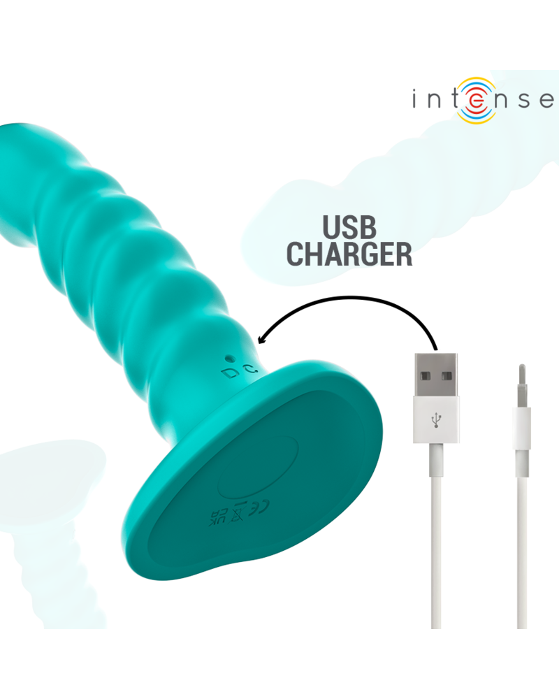 INTENSE - VIBRATORE BUFFY TAGLIA S DESIGN A SPIRALE 10 VIBRAZIONI TELECOMANDO BLU