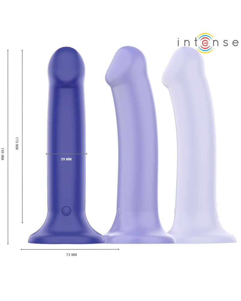 INTENSE - VIBRATORE VICTORIA CON VENTOSA 10 VIBRAZIONI BLU SCURO TELECOMANDO