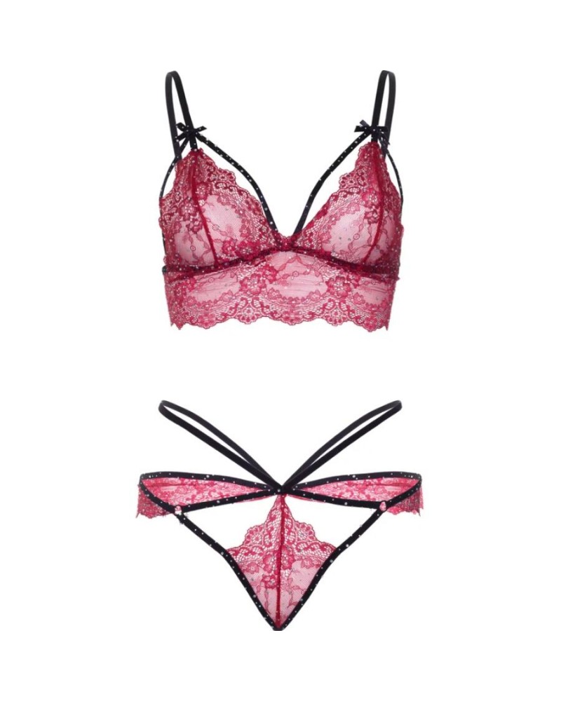 LEG AVENUE - 81623 REGGISENO + PERIZOMA BORDEAUX TAGLIA S