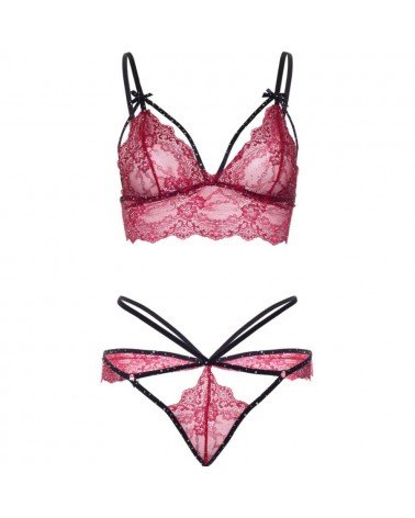 LEG AVENUE - 81623 REGGISENO + PERIZOMA BORDEAUX TAGLIA S