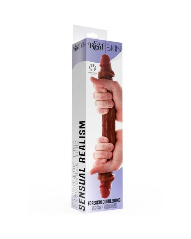 GET REAL - DILDO IN SILICONE A DOPPIA ESTREMITÀ CARAMELLO 35 CM