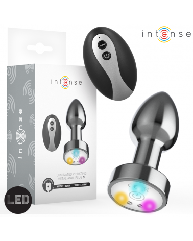 INTENSE - PLUG ANALE VIBRANTE IN METALLO CON LUCI LED E TELECOMANDO - TAGLIA S