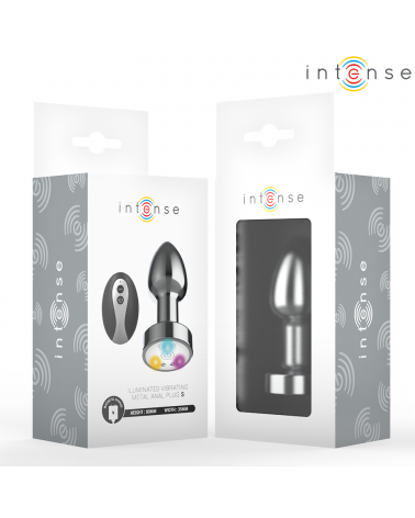 INTENSE - PLUG ANALE VIBRANTE IN METALLO CON LUCI LED E TELECOMANDO - TAGLIA S