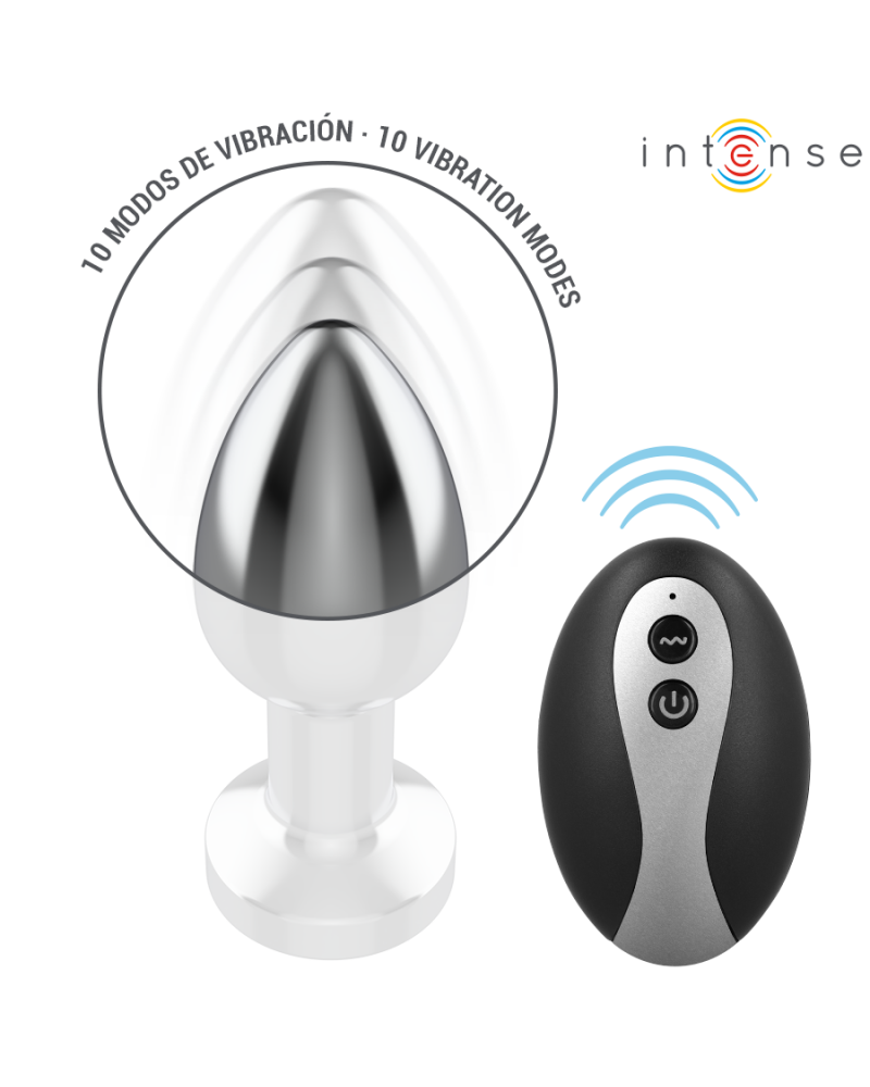 INTENSE - PLUG ANALE VIBRANTE IN METALLO CON LUCI LED E TELECOMANDO - TAGLIA S