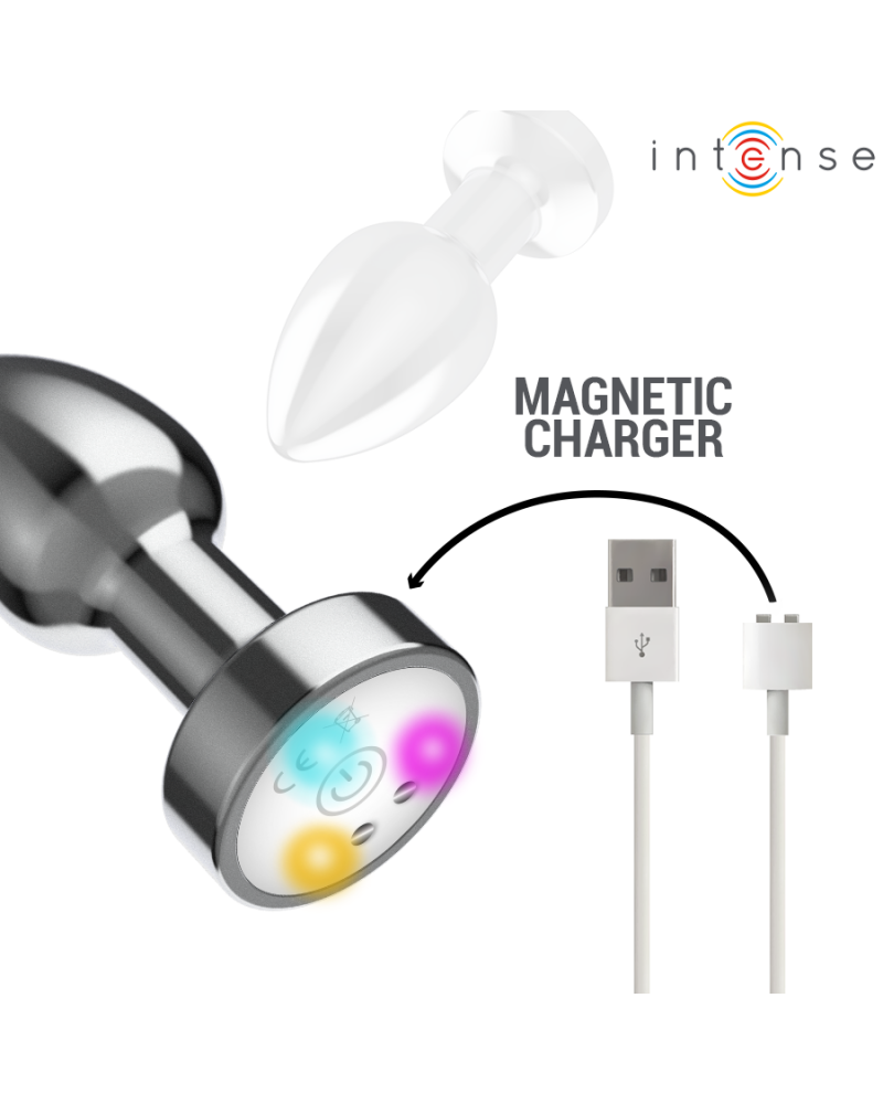 INTENSE - PLUG ANALE VIBRANTE IN METALLO CON LUCI LED E TELECOMANDO - TAGLIA S