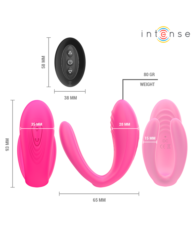 INTENSE - JULIA DOPPIO VIBRATORE STIMOLATORE A MORSETTO CON TELECOMANDO