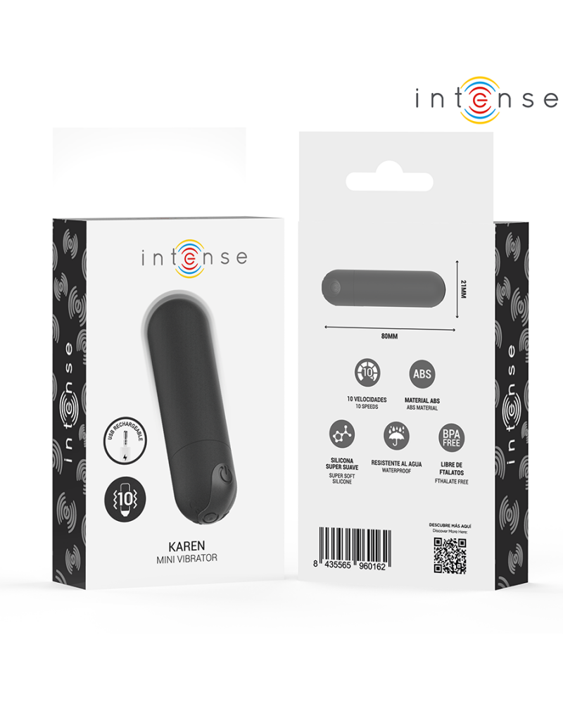 INTENSE - KAREN MINI PROIETTILE VIBRANTE RICARICABILE NERO