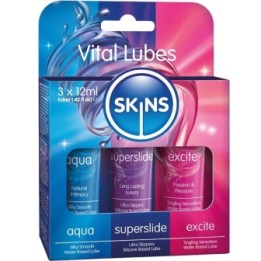 SKINS - KIT LUBRIFICANTI VITALI AQUA, SUPERSLIDE  EXCITE 3 x 12 ML