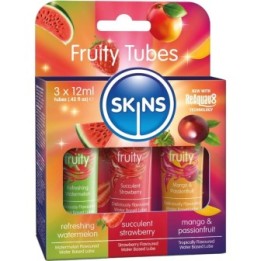 SKINS - KIT LUBRIFICANTI ALLA FRUTTA LUBRIFICANTI ALL'ANGURIA, ALLA FRAGOLA E AL MANGO 3 x 12 ML