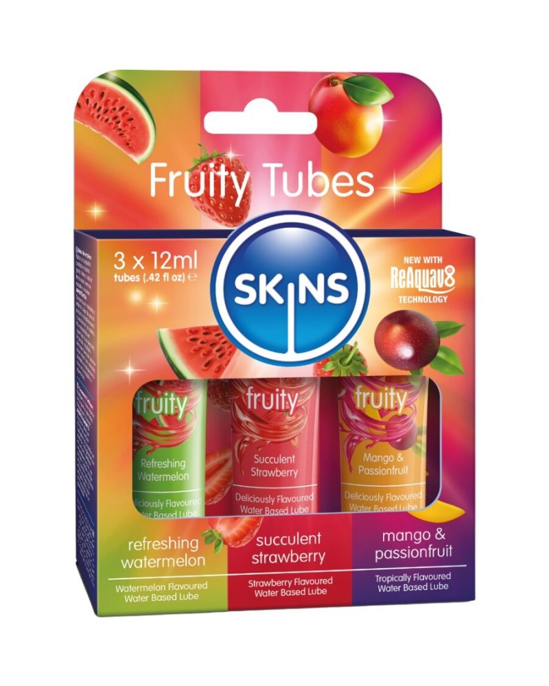 SKINS - KIT LUBRIFICANTI ALLA FRUTTA LUBRIFICANTI ALL'ANGURIA, ALLA FRAGOLA E AL MANGO 3 x 12 ML