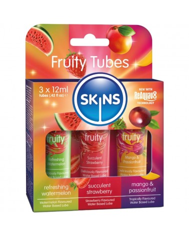 SKINS - KIT LUBRIFICANTI ALLA FRUTTA LUBRIFICANTI ALL'ANGURIA, ALLA FRAGOLA E AL MANGO 3 x 12 ML