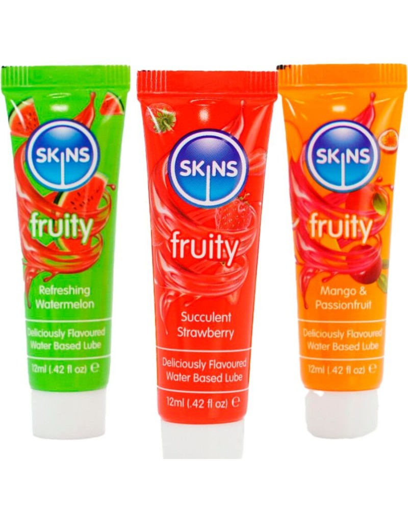 SKINS - KIT LUBRIFICANTI ALLA FRUTTA LUBRIFICANTI ALL'ANGURIA, ALLA FRAGOLA E AL MANGO 3 x 12 ML