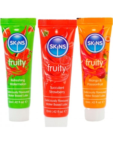 SKINS - KIT LUBRIFICANTI ALLA FRUTTA LUBRIFICANTI ALL'ANGURIA, ALLA FRAGOLA E AL MANGO 3 x 12 ML