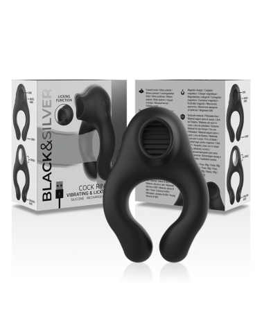 BLACKSILVER - ANELLO VIBRATORE IN SILICONE 3 MOTORI RICARICABILE NERO