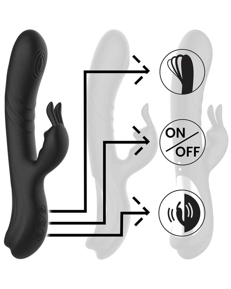 BLACKSILVER - STIMOLATORE CONIGLIO IN SILICONE RICARICABILE JAMIE NERO