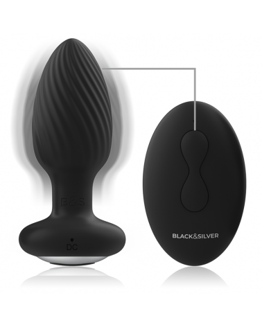 BLACKSILVER - TELECOMANDO ROTATORE ANALE IN SILICONE CON TAPPO POZZETTI
