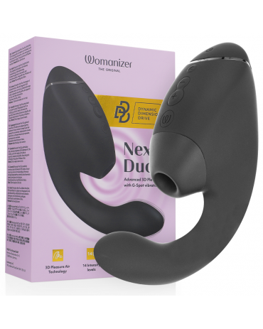 WOMANIZER - DUO NEXT STIMOLATORE DOPPIO CLITORIDEO E PUNTO G NERO