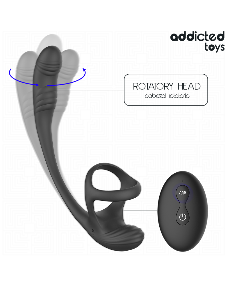 ADDICTED TOYS - PLUG ANALE CON VIBRAZIONE E OSCILLAZIONE A 360 E STIMOLATORE DEI TESTICOLI