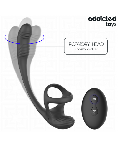 ADDICTED TOYS - PLUG ANALE CON VIBRAZIONE E OSCILLAZIONE A 360 E STIMOLATORE DEI TESTICOLI